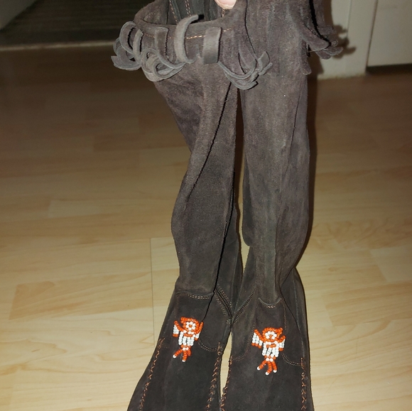 Aldo Suede Brown Moccasin Style Heel Boots - Picture 6 of 8